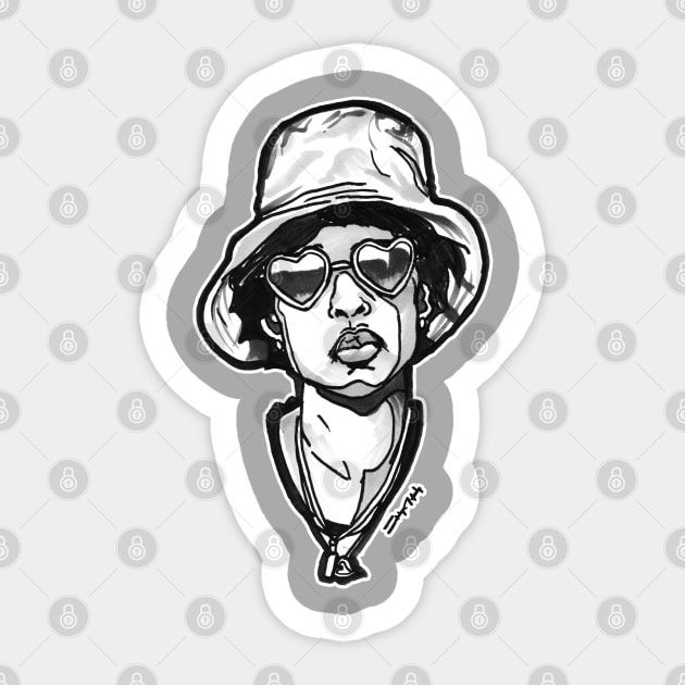 Dej Loaf with Sunglasses and Hat Sticker by sketchnkustom